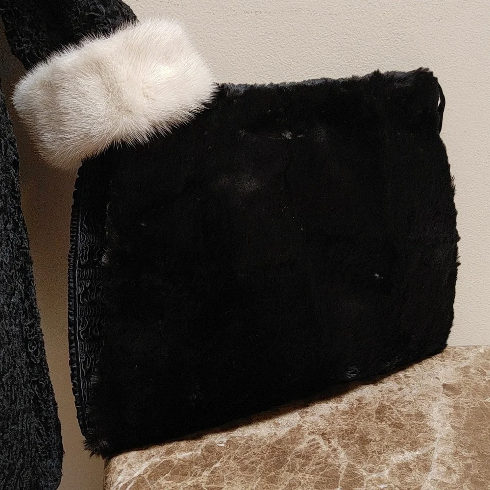 Very Vintage Fur and Textured Satin Muff